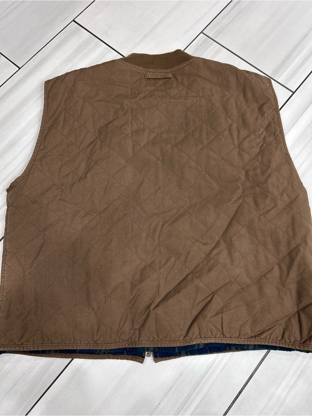 Arizona Jeans Co Men’s XXL Quilted Flannel Lined Vest w/ Pockets - Brown - Picture 5 of 5